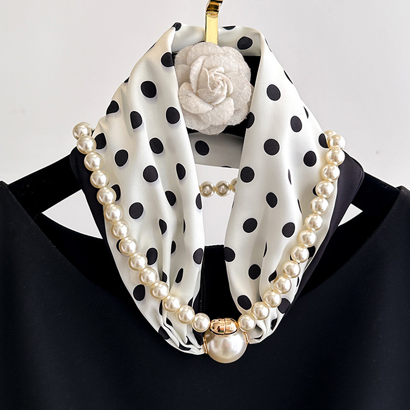 Satin Neck Scarf with Pearls C - đánh giá và giá Travel Accessories Aesthetic