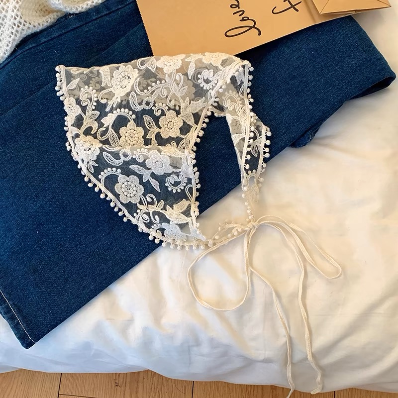 White Woven Floral Lace Hair S - đánh giá và giá Travel Accessories Aesthetic