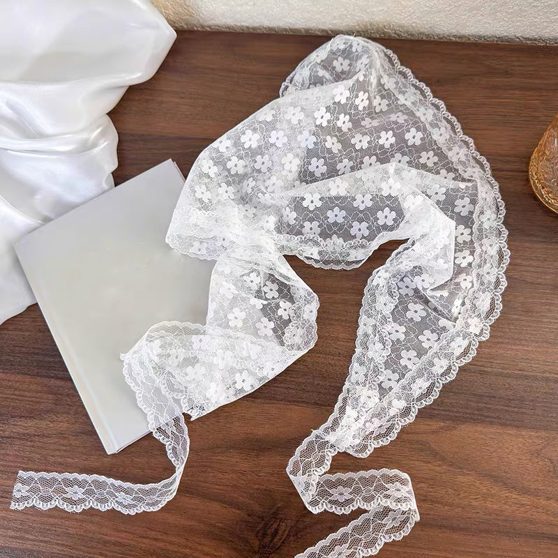 White Woven Floral Lace Hair S - đánh giá và giá Travel Accessories Aesthetic
