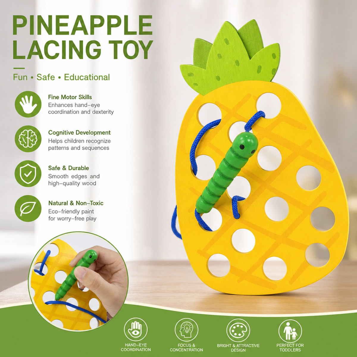 Wooden Lacing Pineapple Thread - đánh giá và giá Travel Accessories Baby