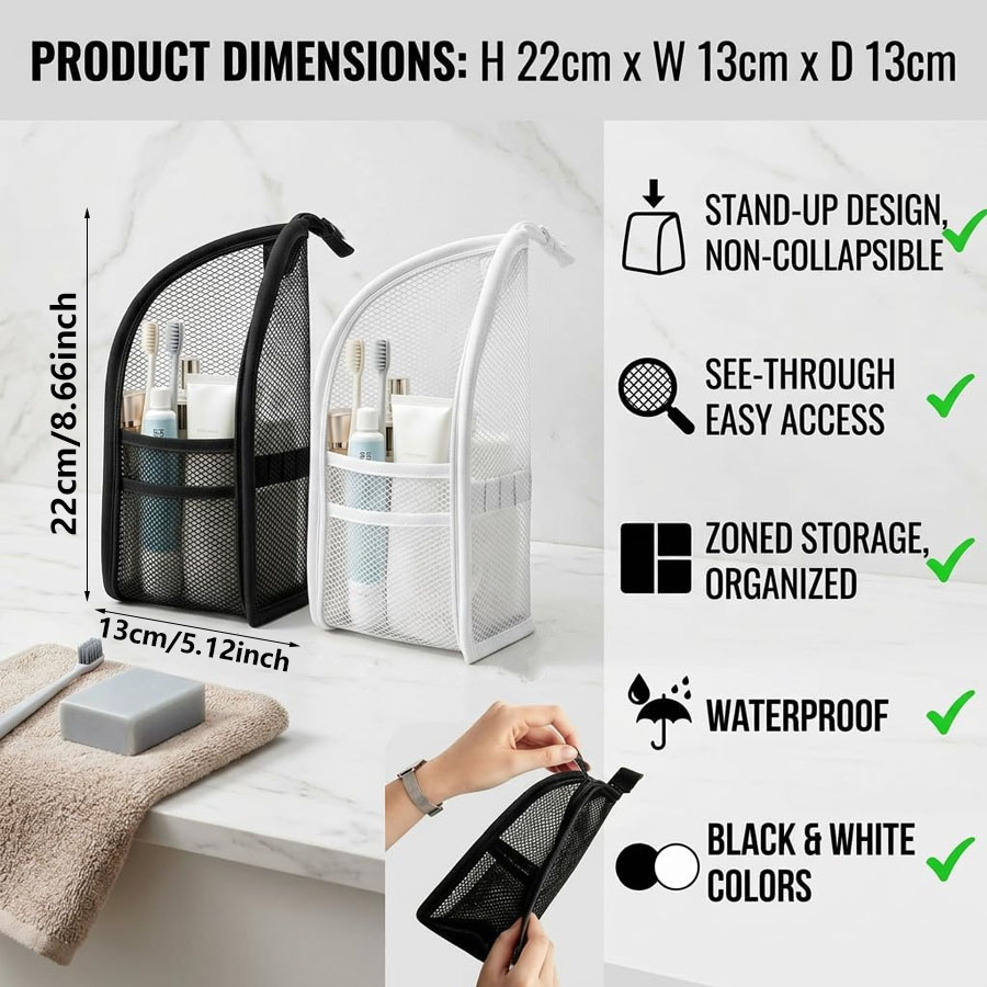 1Pc Portable Mesh Toiletry Bag - đánh giá và giá Travel Accessories Organizer Bag